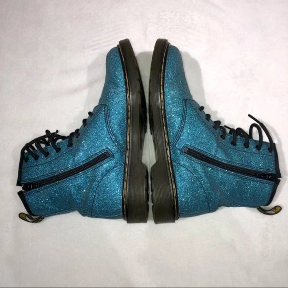 Dr. Martens 1460 Pascal Turquoise Fine Glitter Combat Boots - Picture 9 of 15